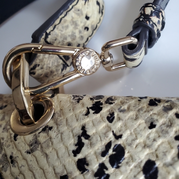 Furla Top Handle Leather Evening Bag Crossbody Purse Snakeskin Print - Picture 13 of 14
